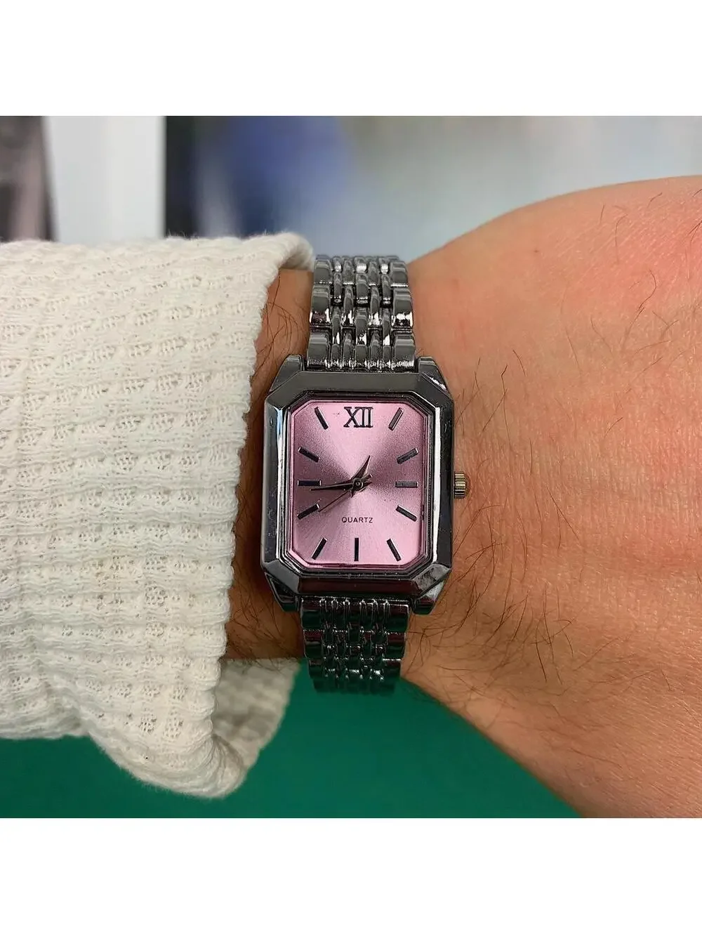 Y2k 2000s vintage style essential minimalist classy stainless steel rectangular